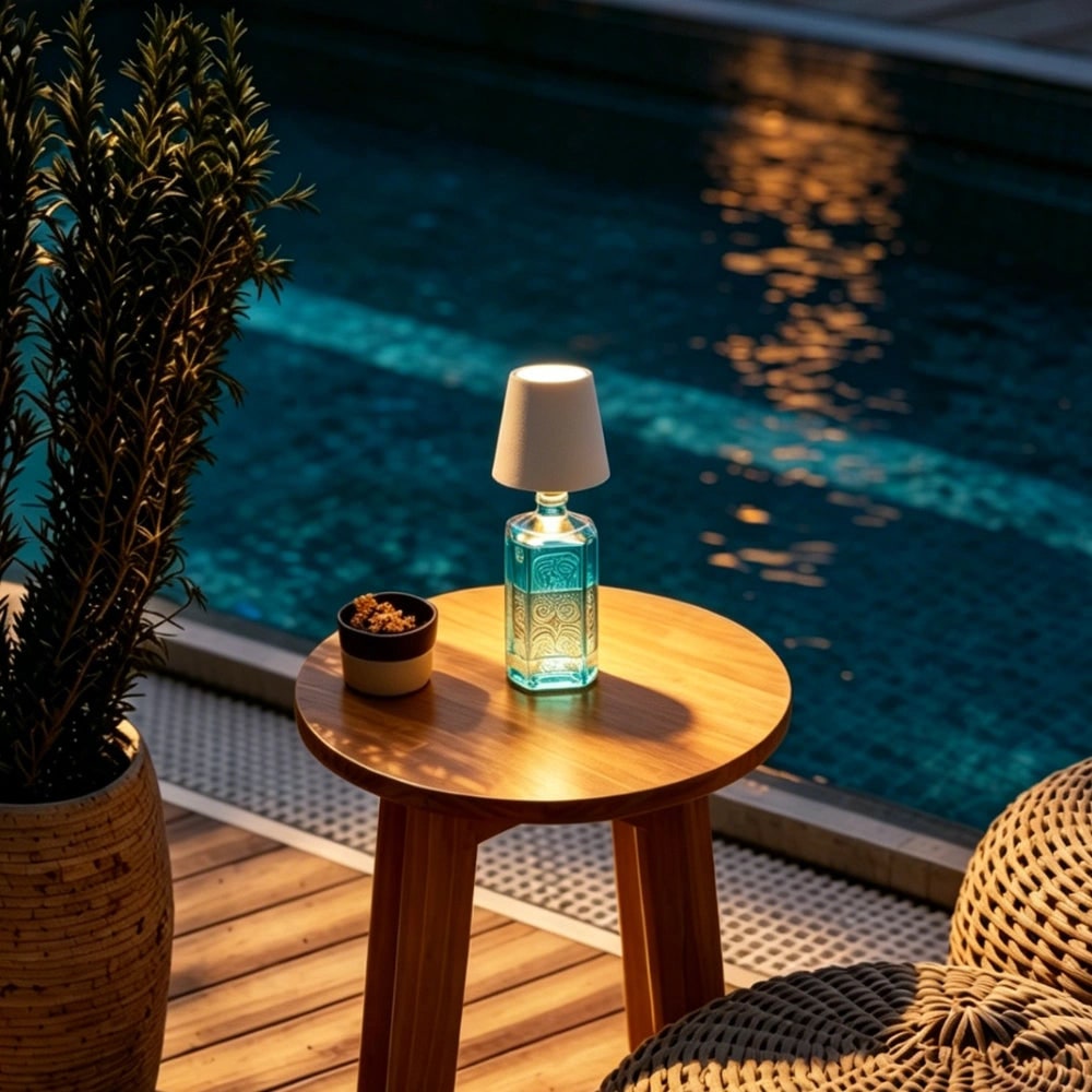Tafellamp draadloos fles oplaadbaar LED metaal draagbaar design