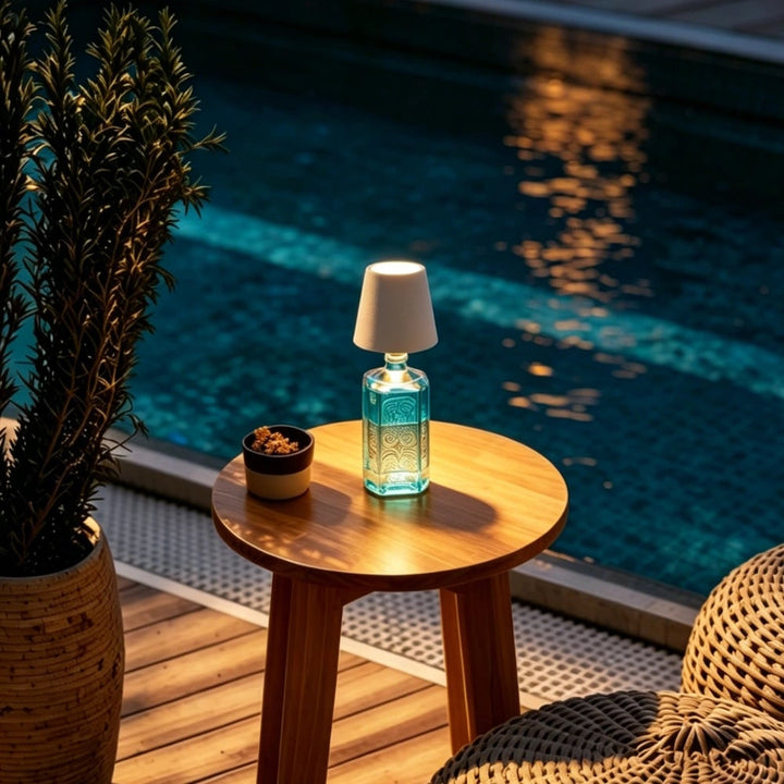 Tafellamp draadloos fles oplaadbaar LED metaal draagbaar design