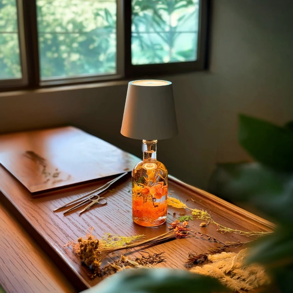 Tafellamp draadloos fles oplaadbaar LED metaal draagbaar design