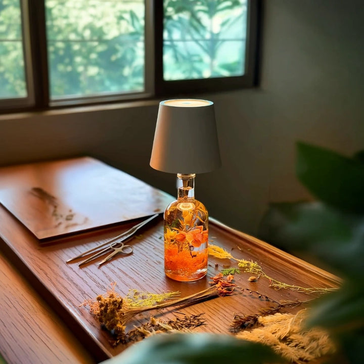 Tafellamp draadloos fles oplaadbaar LED metaal draagbaar design