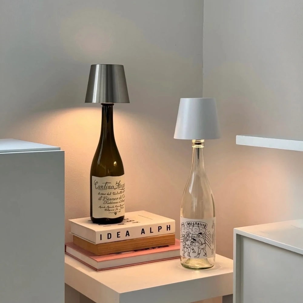 Tafellamp draadloos fles oplaadbaar LED metaal draagbaar design