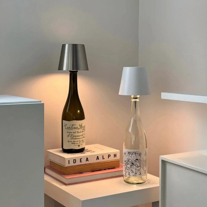 Tafellamp draadloos fles oplaadbaar LED metaal draagbaar design