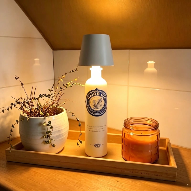 Tafellamp draadloos fles oplaadbaar LED metaal draagbaar design