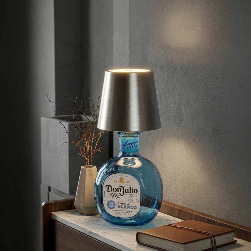 Tafellamp draadloos fles oplaadbaar LED metaal draagbaar design
