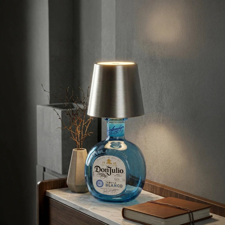 Tafellamp draadloos fles oplaadbaar LED metaal draagbaar design