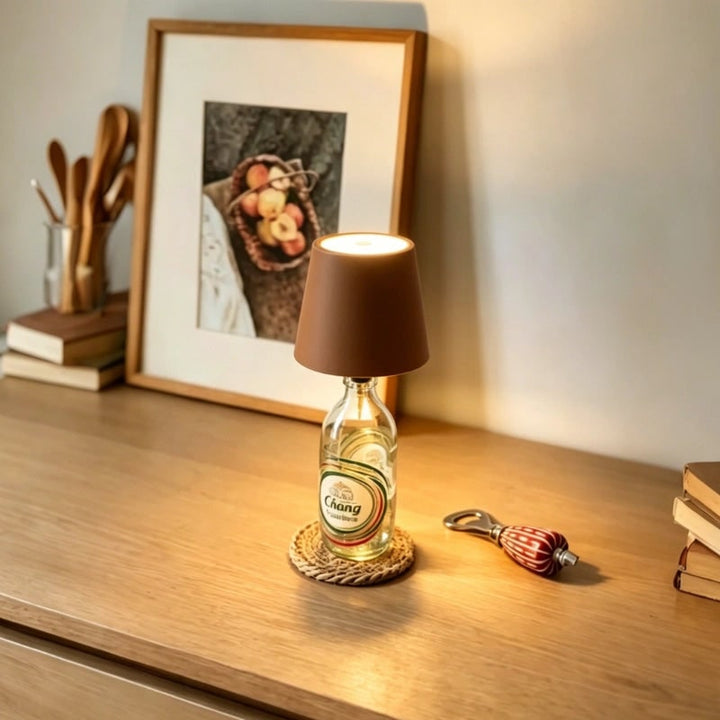 Tafellamp draadloos fles oplaadbaar LED metaal draagbaar design