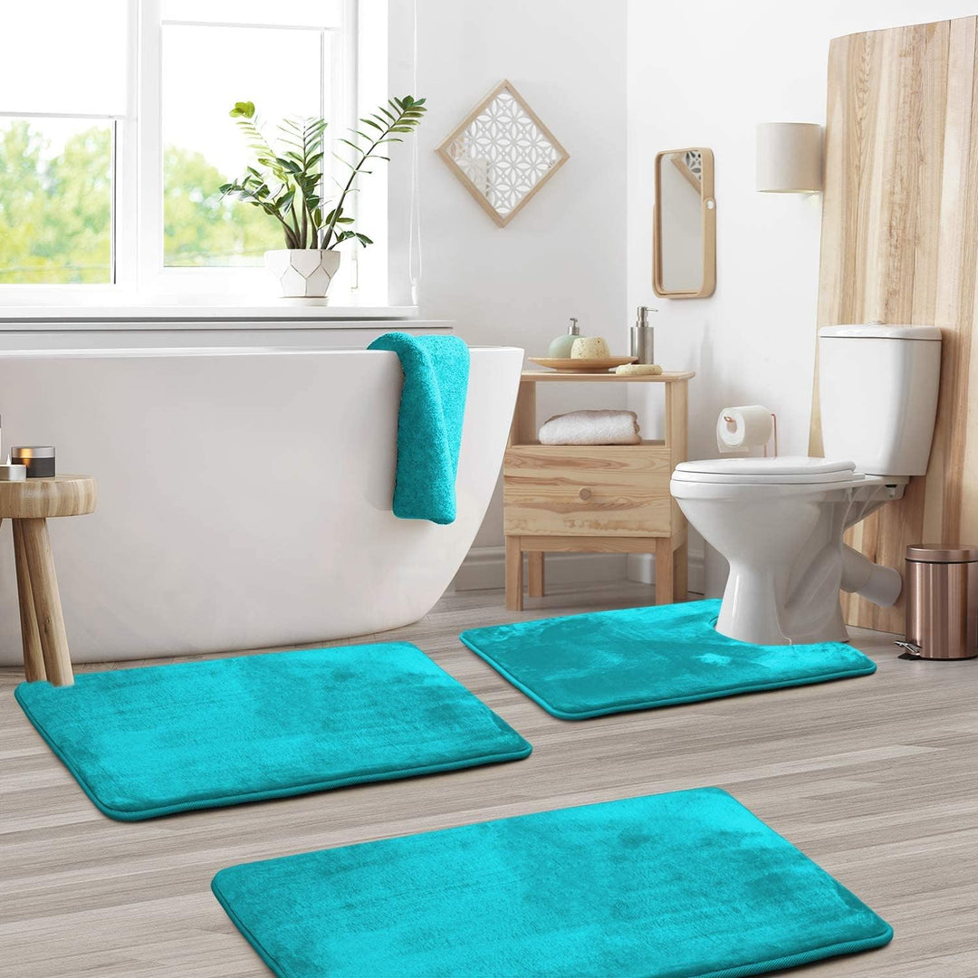 3-delige fluwelen memory foam badmat set