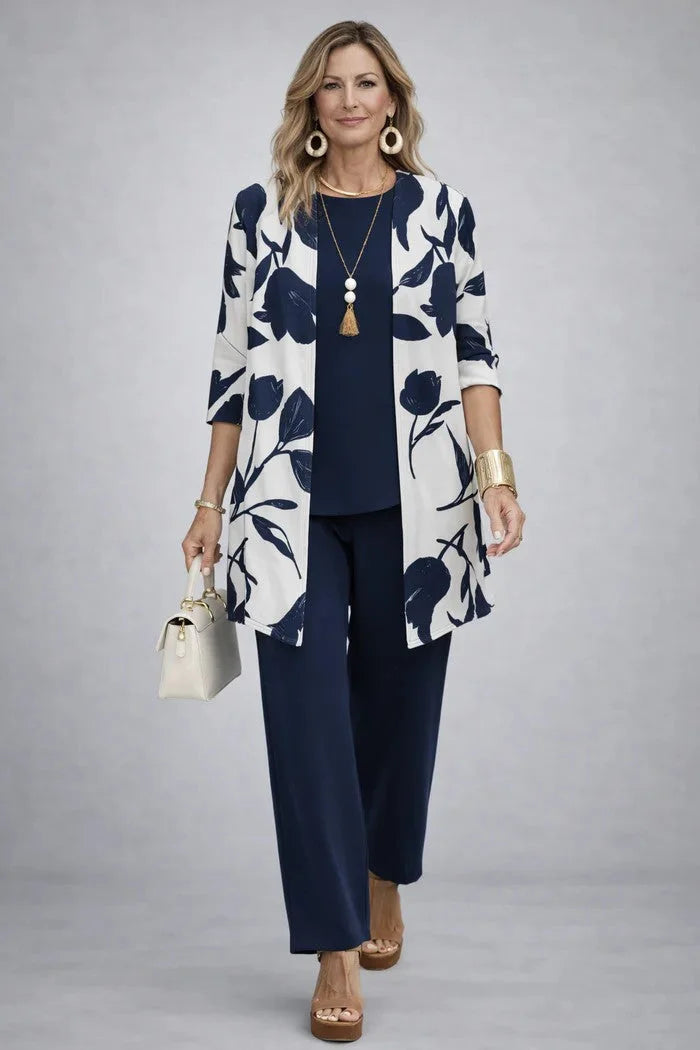 Driedelige set met vest, top en broek