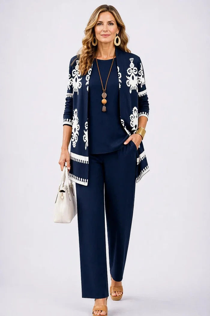 Driedelige set met vest, top en broek