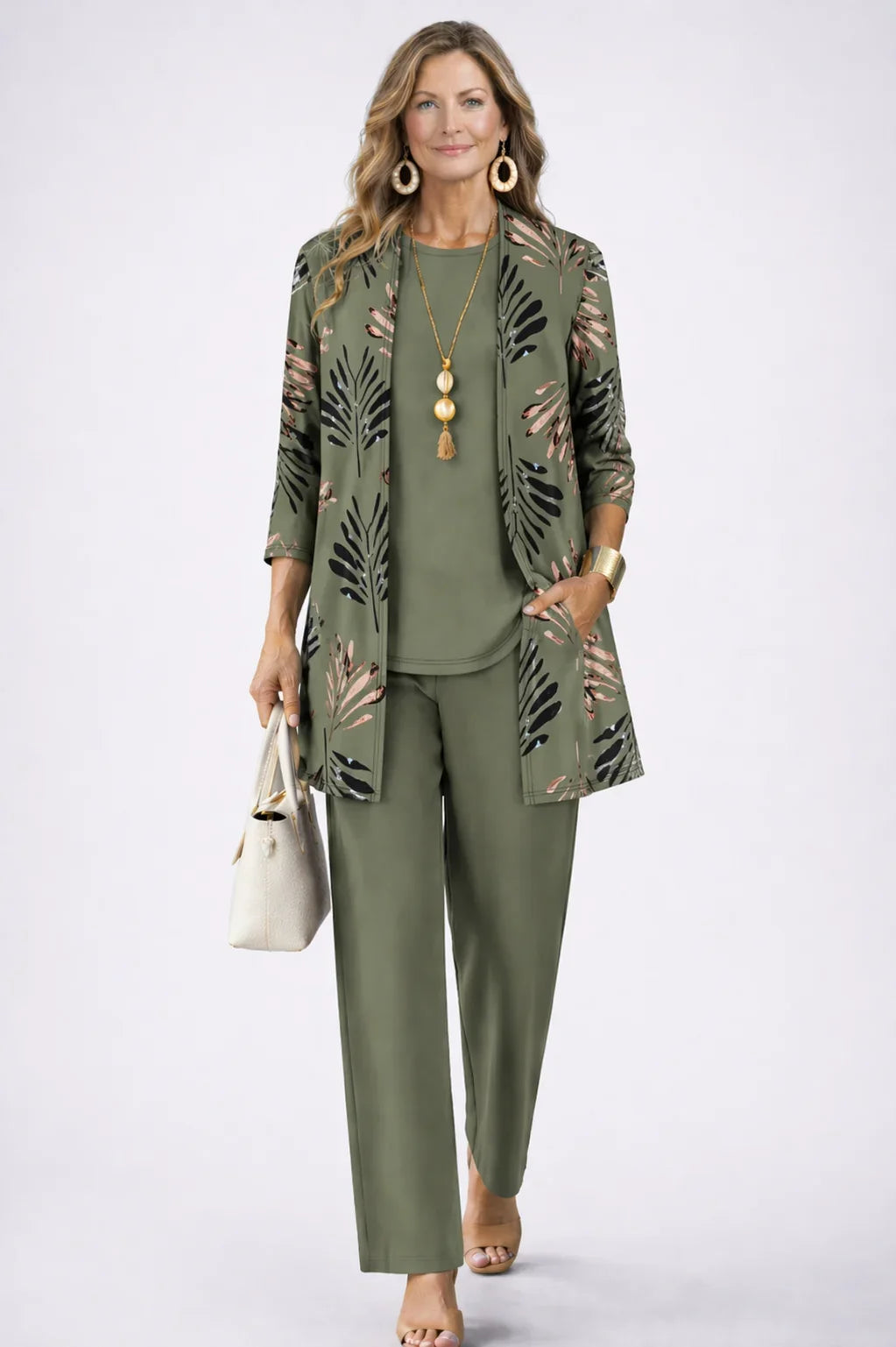 Driedelige set met vest, top en broek