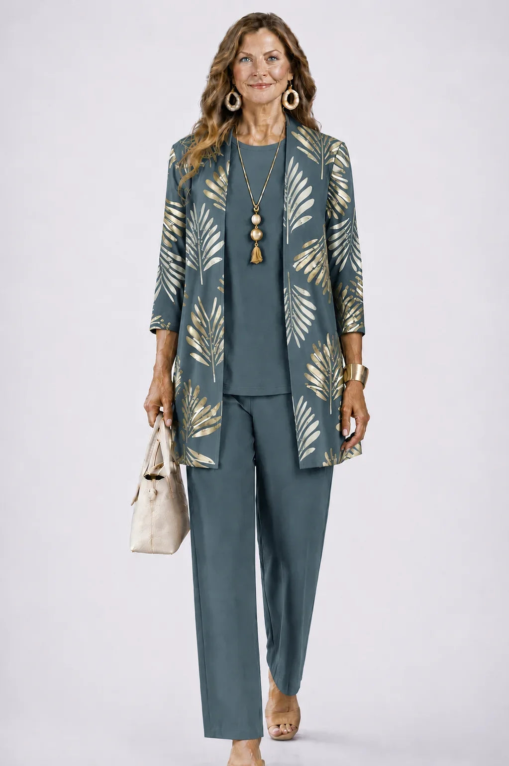 Driedelige set met vest, top en broek