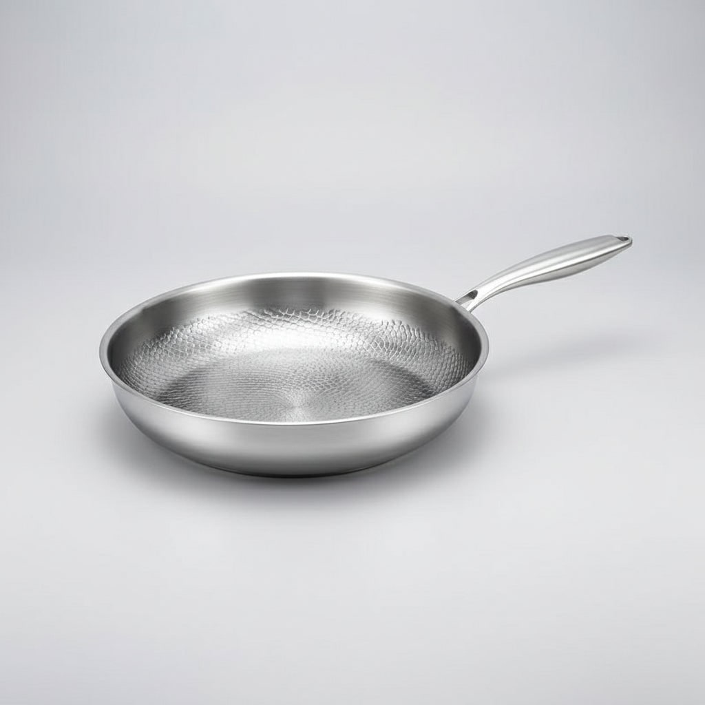 Titanium antiaanbak koekenpan gehamerd roestvrij staal inductiegeschikt braadpan