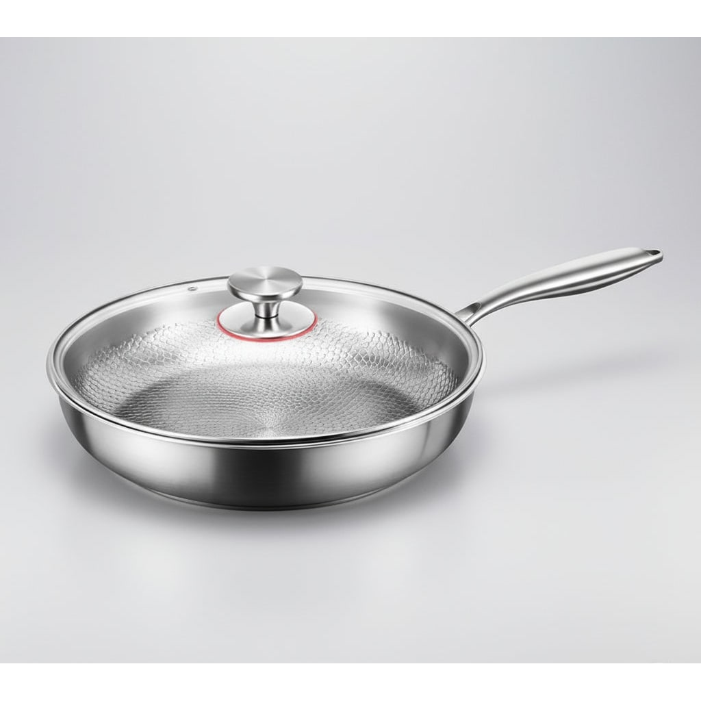 Titanium antiaanbak koekenpan gehamerd roestvrij staal inductiegeschikt braadpan