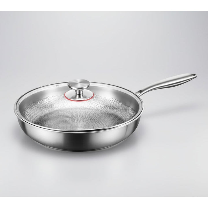 Titanium antiaanbak koekenpan gehamerd roestvrij staal inductiegeschikt braadpan