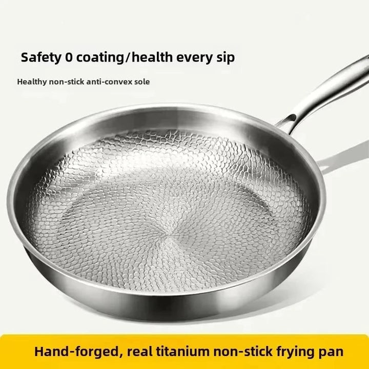 Titanium antiaanbak koekenpan gehamerd roestvrij staal inductiegeschikt braadpan