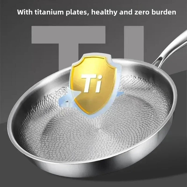 Titanium antiaanbak koekenpan gehamerd roestvrij staal inductiegeschikt braadpan