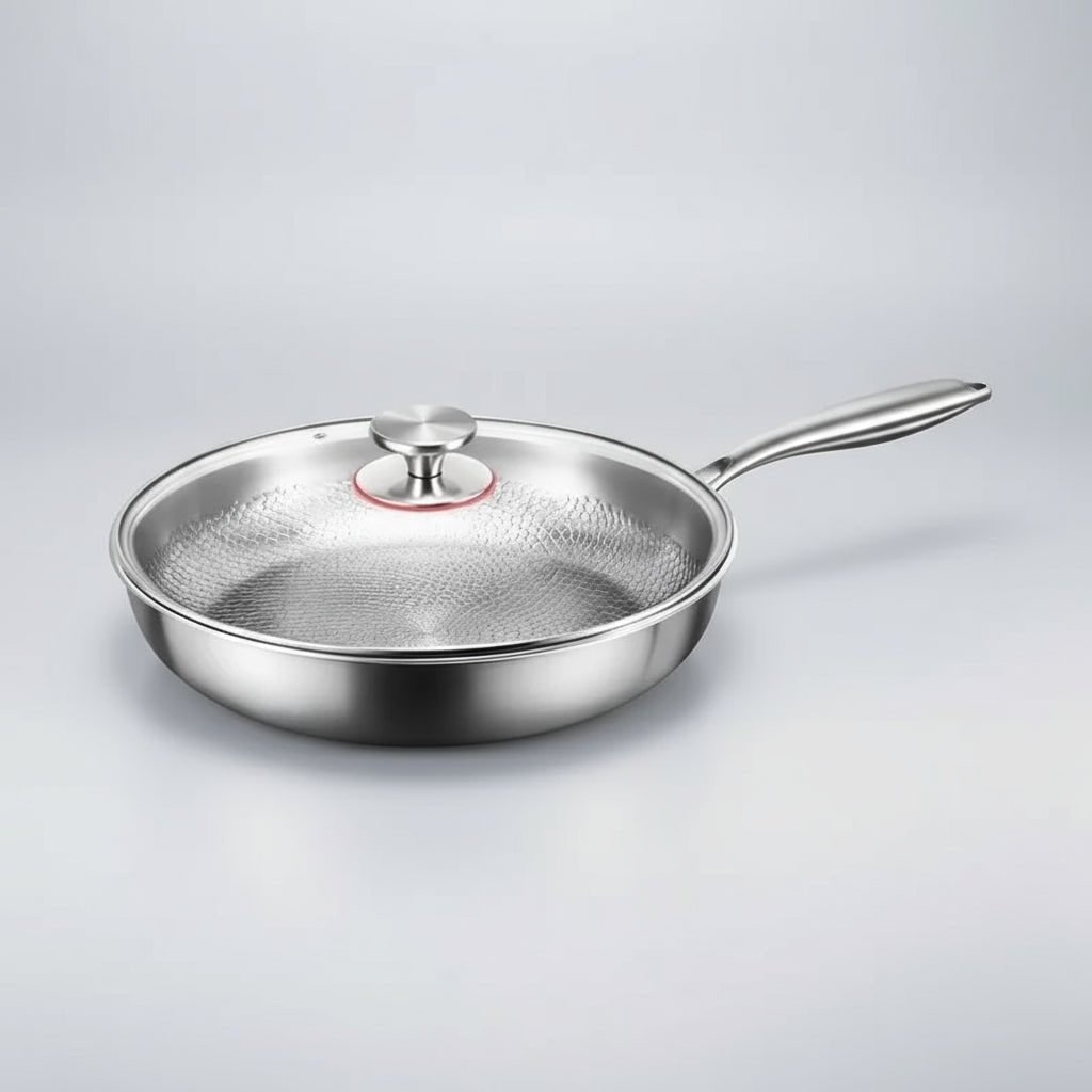 Titanium antiaanbak koekenpan gehamerd roestvrij staal inductiegeschikt braadpan