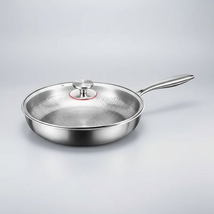 Titanium antiaanbak koekenpan gehamerd roestvrij staal inductiegeschikt braadpan