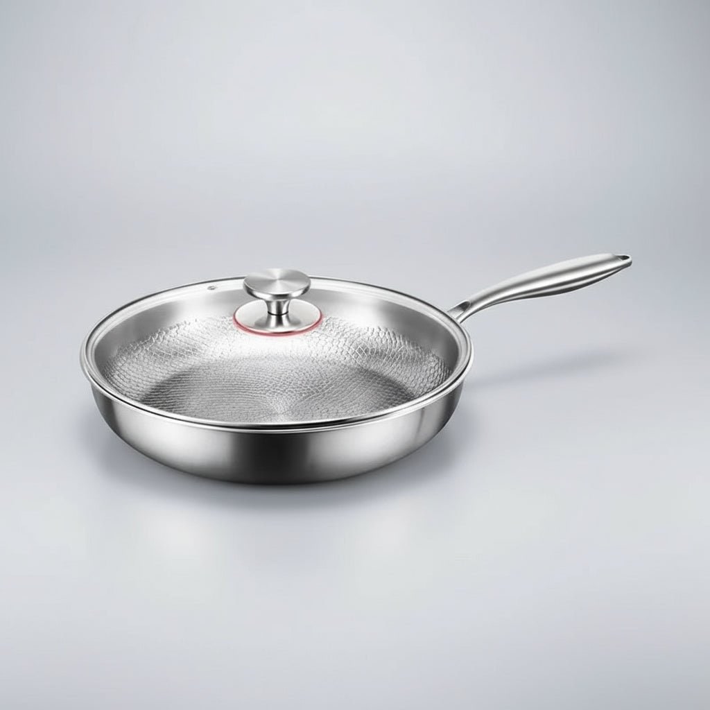 Titanium antiaanbak koekenpan gehamerd roestvrij staal inductiegeschikt braadpan