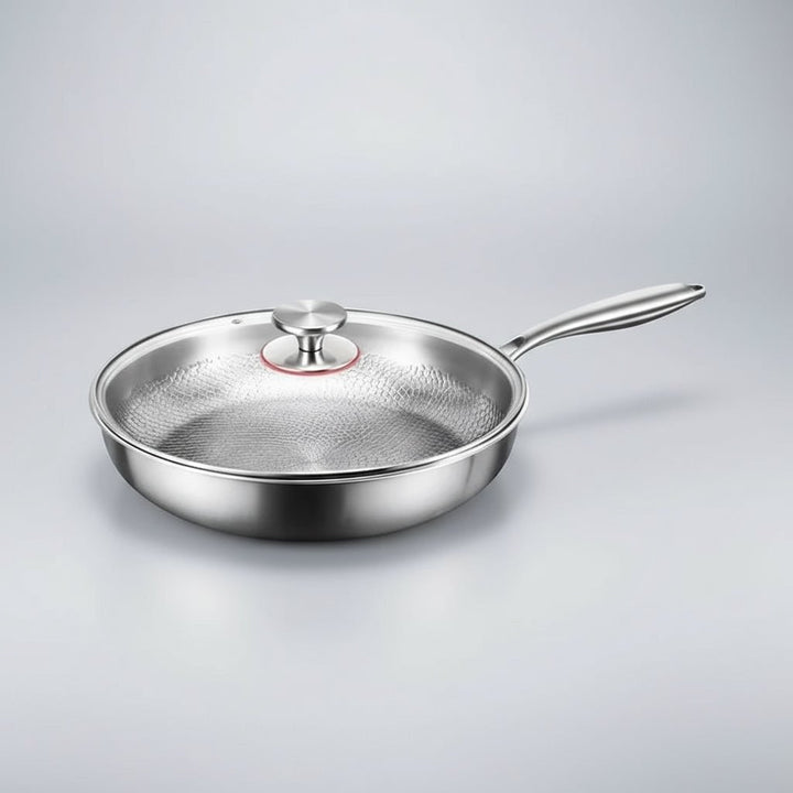 Titanium antiaanbak koekenpan gehamerd roestvrij staal inductiegeschikt braadpan