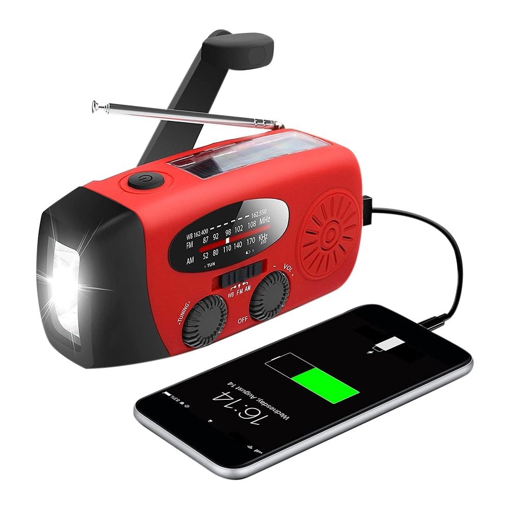 Alles-in-één Noodradio met Zonne-energie en Powerbank - Voor Onverwachte Situaties