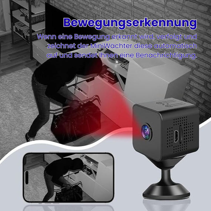 Bewakingscamera voor binnen en buiten | Mini Wi-Fi-camera met live-uitzending naar mobiel | Draadloos en compact | MiniGuardiano