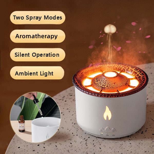 Ultrasone etherische olie diffuser met vlamlicht en kwalnevelmodus aromatherapie apparaat