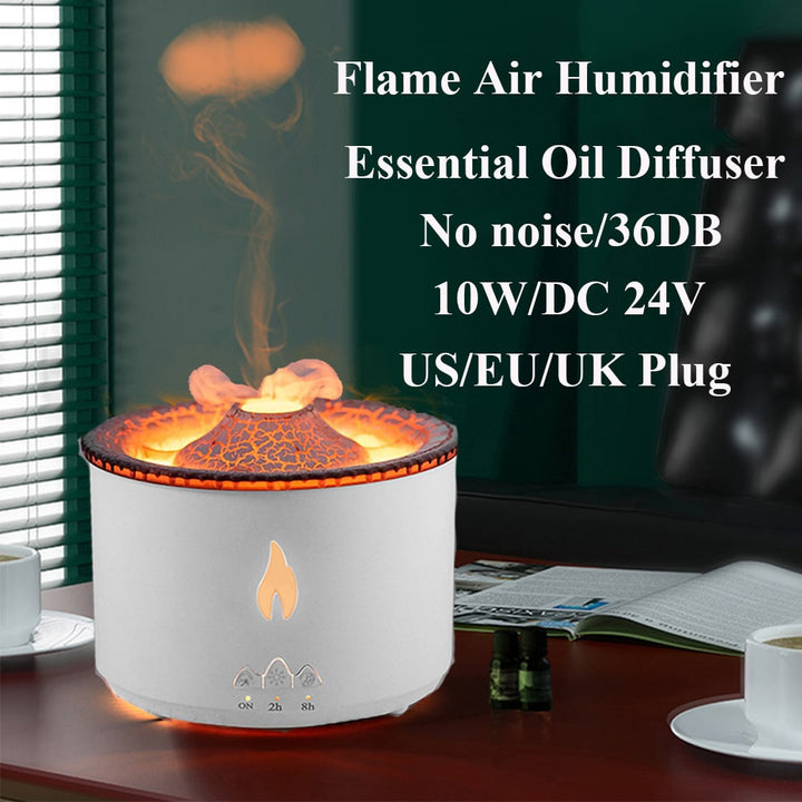 Ultrasone etherische olie diffuser met vlamlicht en kwalnevelmodus aromatherapie apparaat