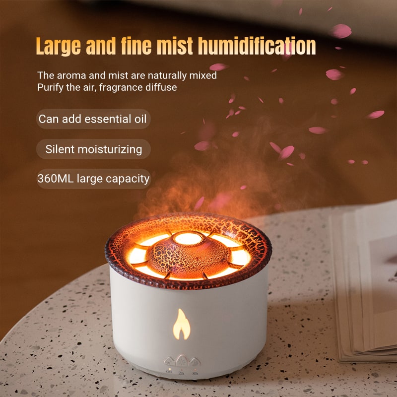 Ultrasone etherische olie diffuser met vlamlicht en kwalnevelmodus aromatherapie apparaat