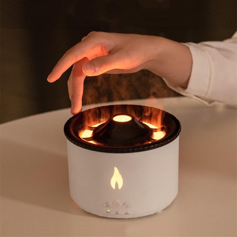 Ultrasone etherische olie diffuser met vlamlicht en kwalnevelmodus aromatherapie apparaat