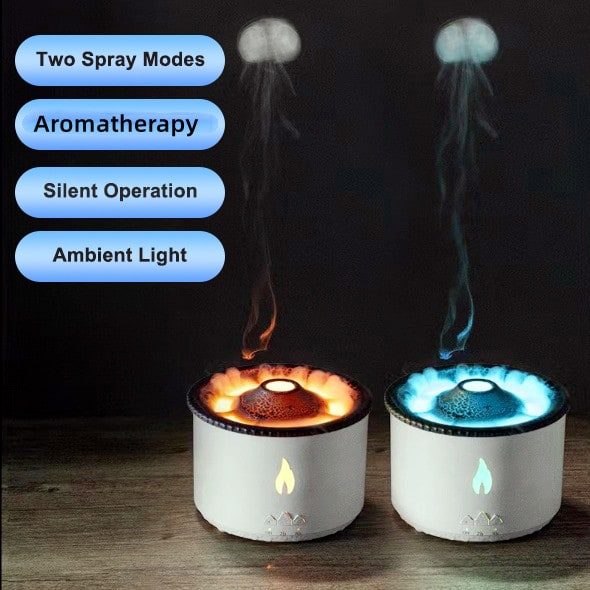 Ultrasone etherische olie diffuser met vlamlicht en kwalnevelmodus aromatherapie apparaat
