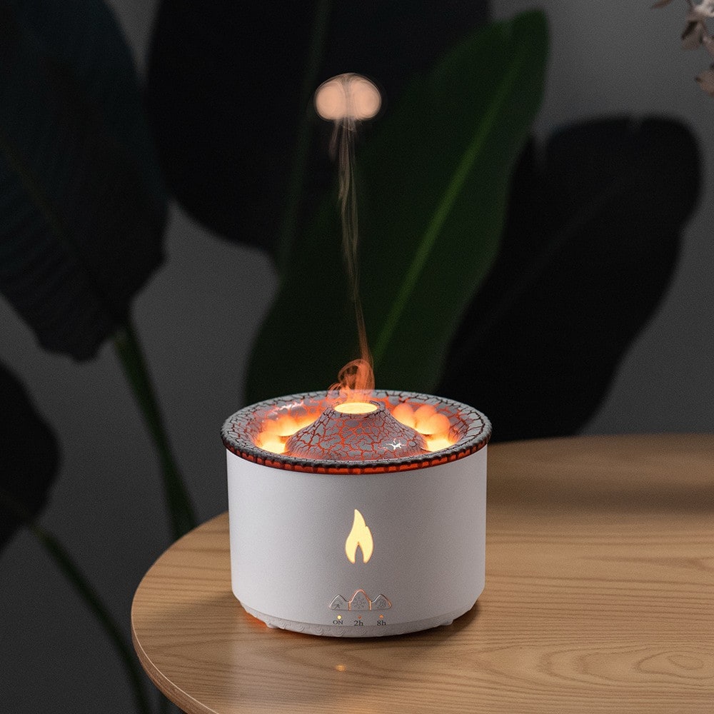 Ultrasone etherische olie diffuser met vlamlicht en kwalnevelmodus aromatherapie apparaat