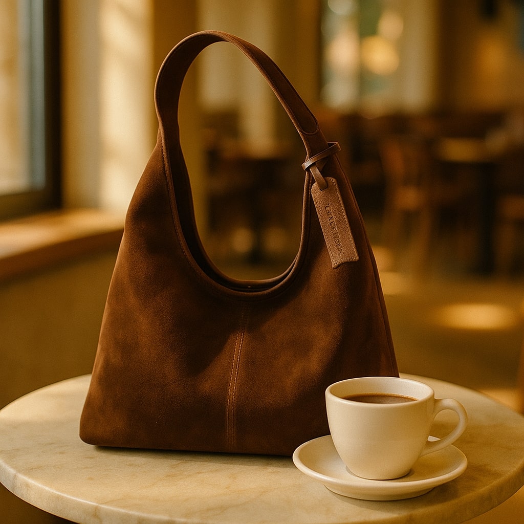 Schoudertas voor dames | Schoudertas van suède | Vintage tas | Lederin