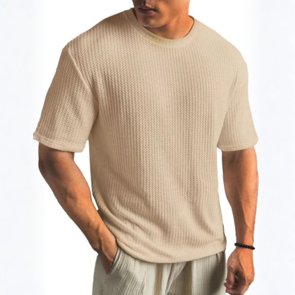 Basketweave Knit T-Shirt Heren