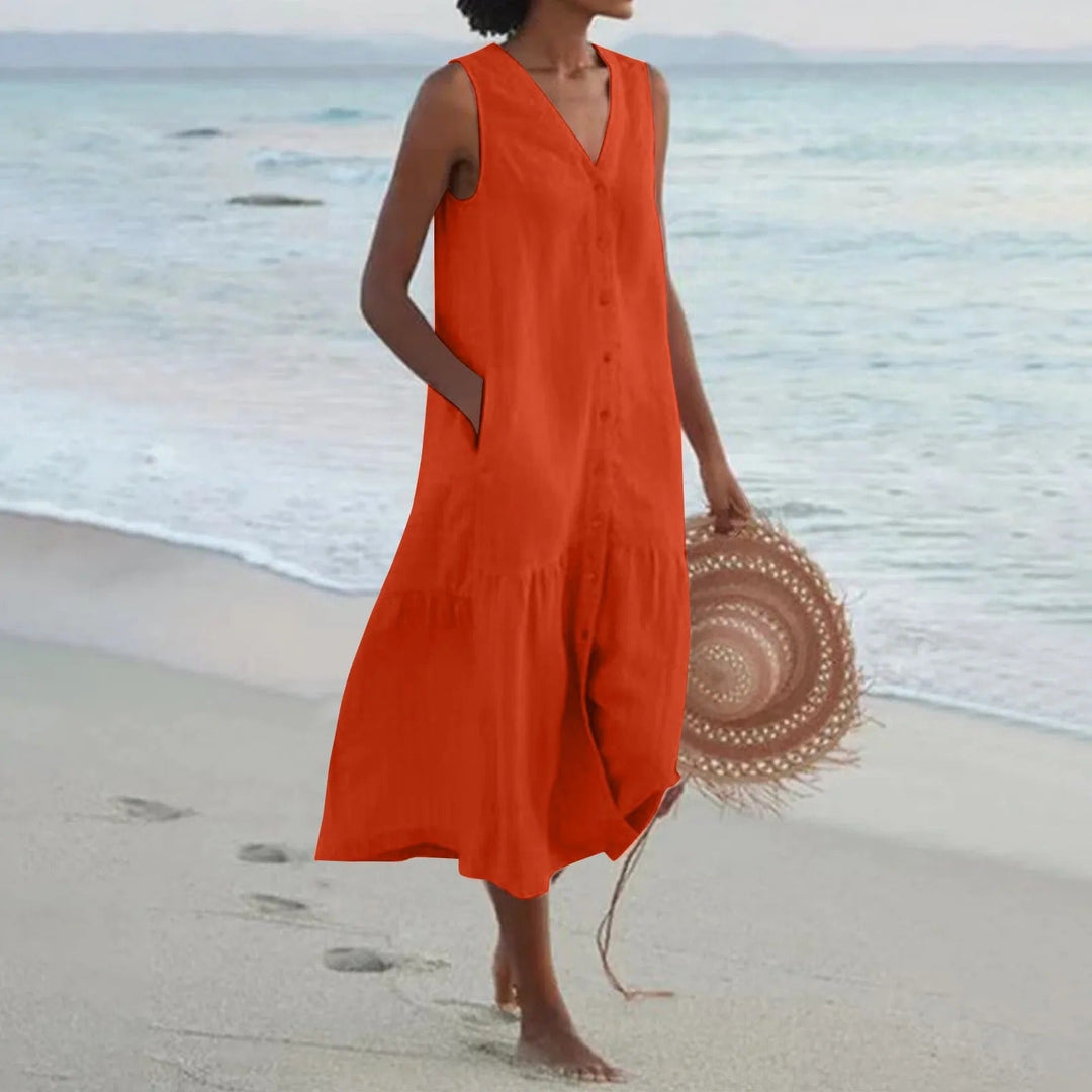 Zomerse Jurk voor Dames – Mouwloze Casual Vakantiejurk