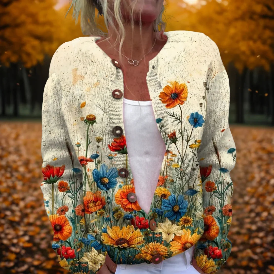 Open cardigan met vintage bloemenprint