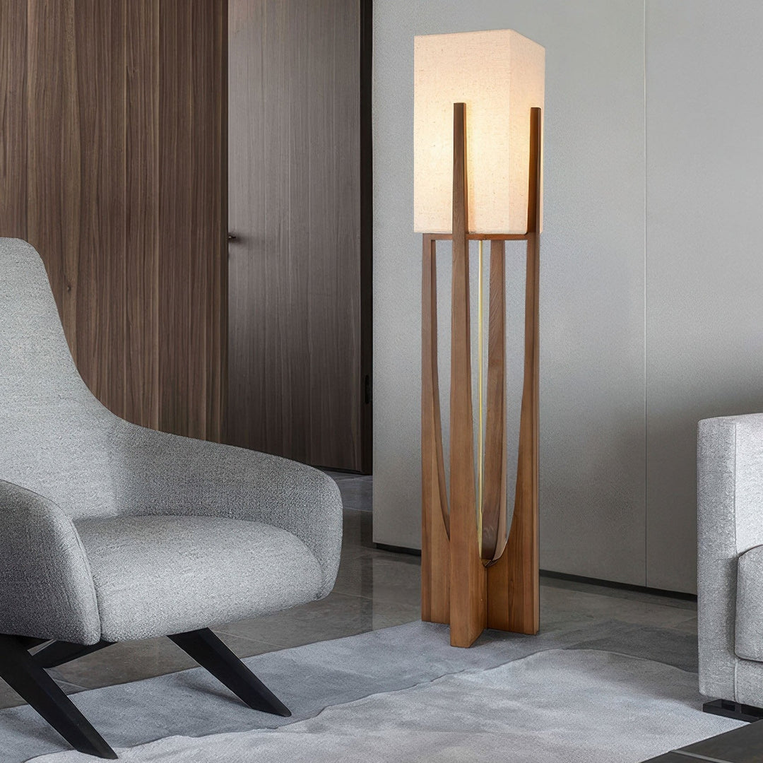 Vloerlamp in walnoothout | Minimalistisch en gezellig