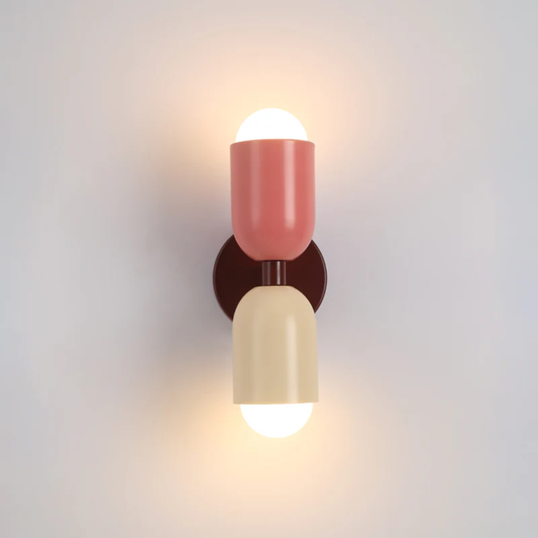 Wandlamp met LED-verlichting omhoog en omlaag en kleurblokontwerp
