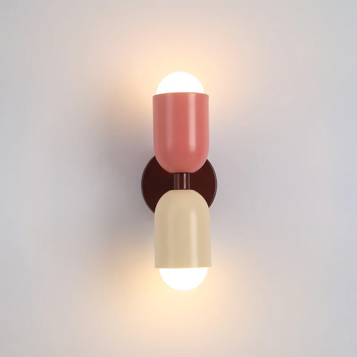 Wandlamp met LED-verlichting omhoog en omlaag en kleurblokontwerp