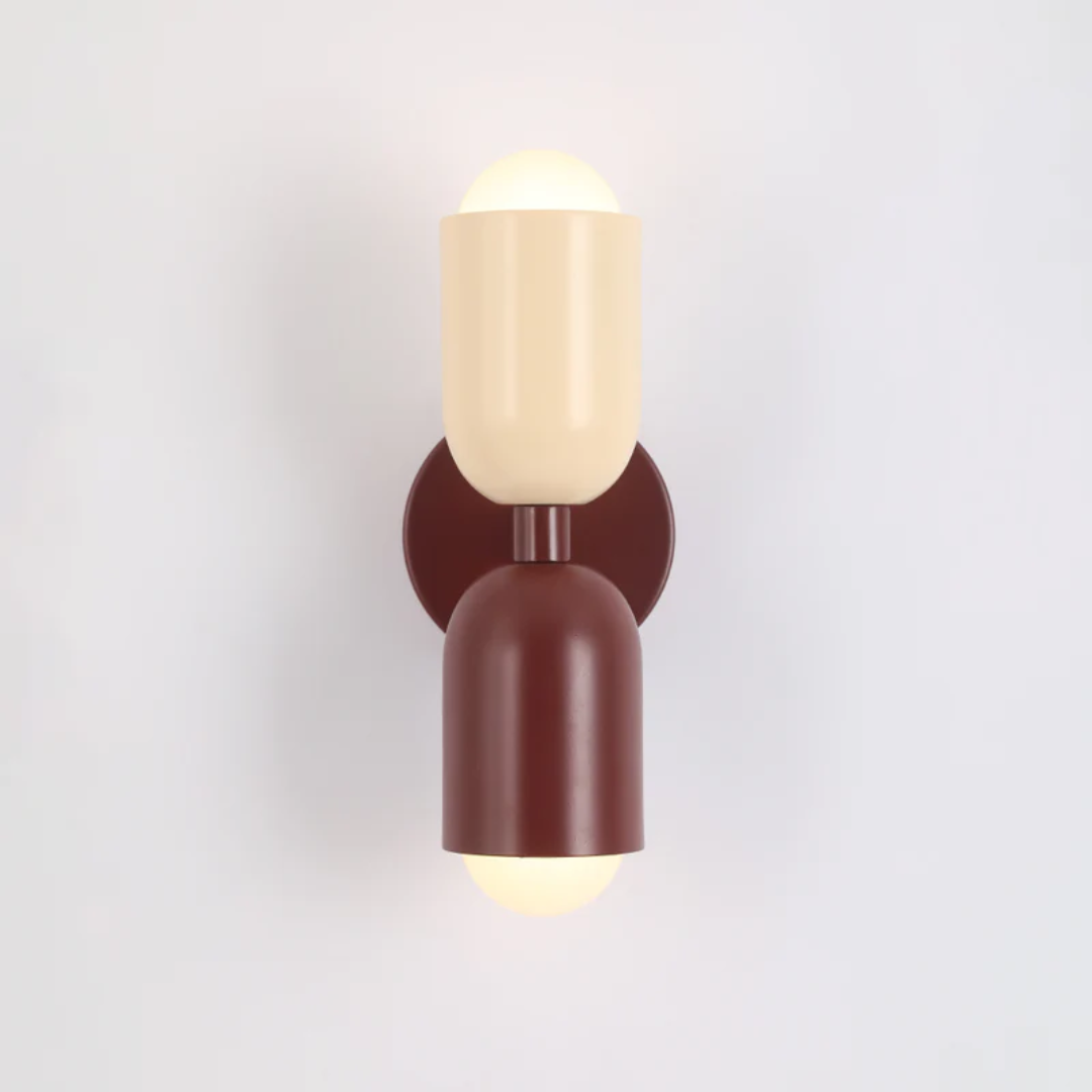 Wandlamp met LED-verlichting omhoog en omlaag en kleurblokontwerp