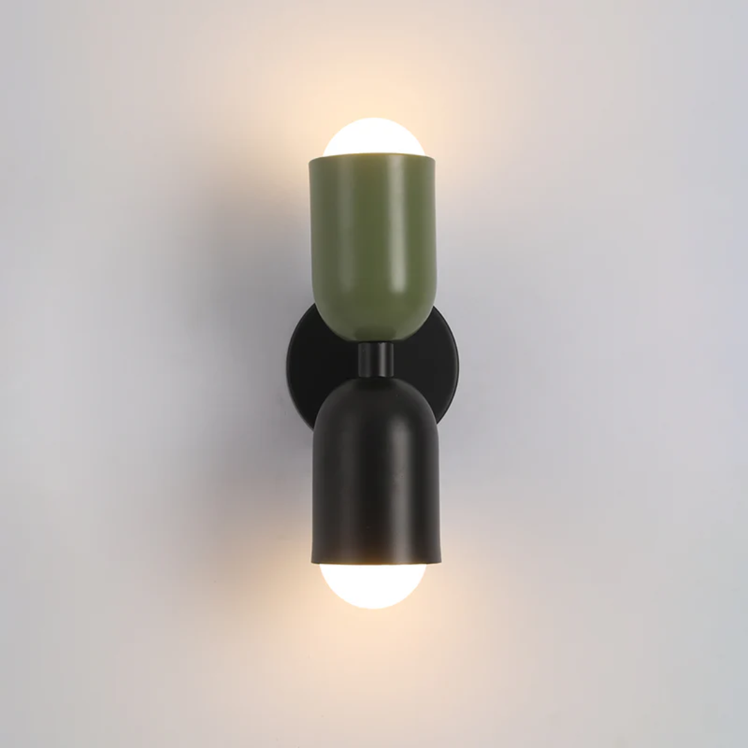 Wandlamp met LED-verlichting omhoog en omlaag en kleurblokontwerp