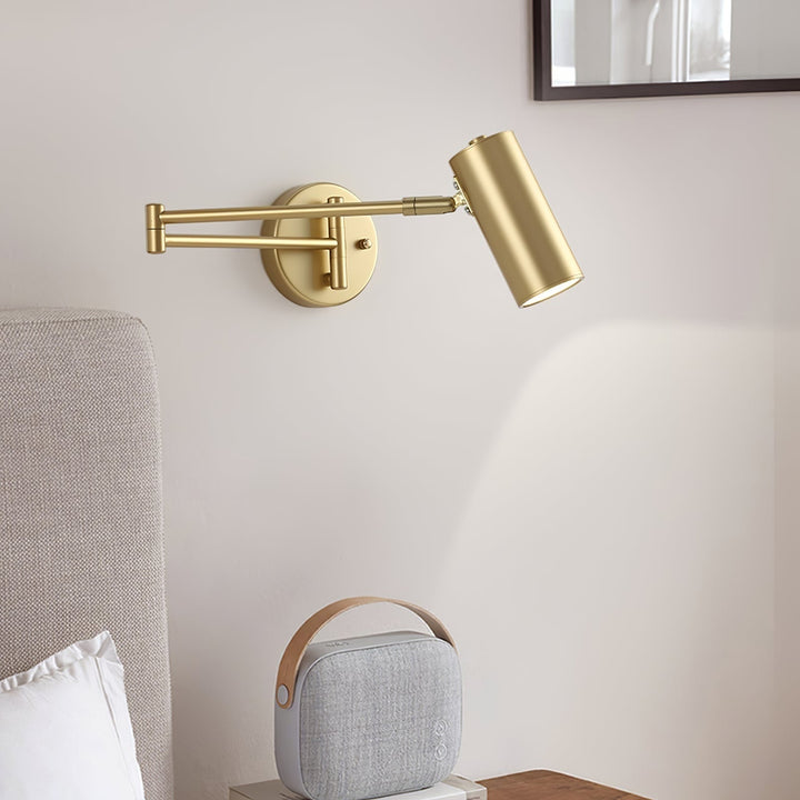 Wandlamp met zwenkarm en verstelbare kop als leeslamp