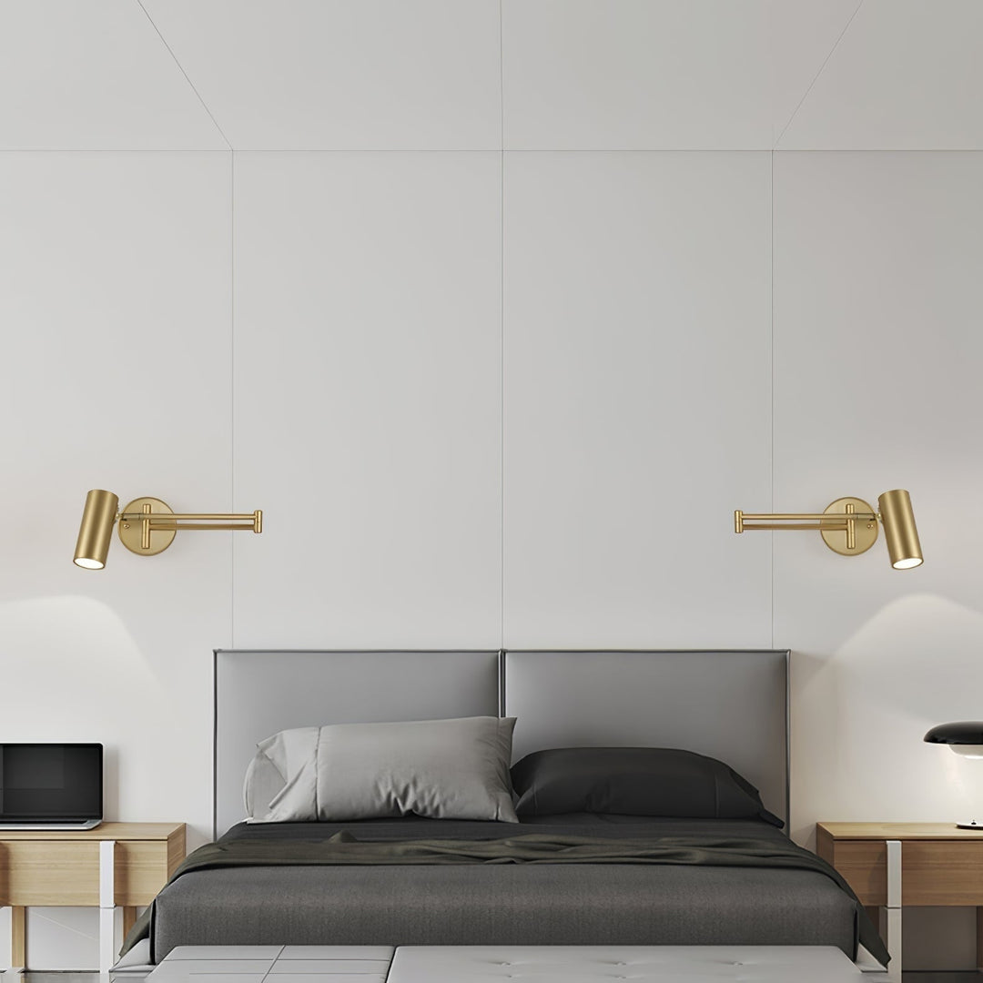 Wandlamp met zwenkarm en verstelbare kop als leeslamp