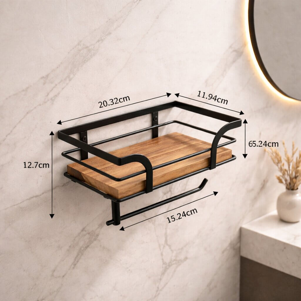Toiletrolhouder voor wandmontage met plankje voor telefoon en doekjes