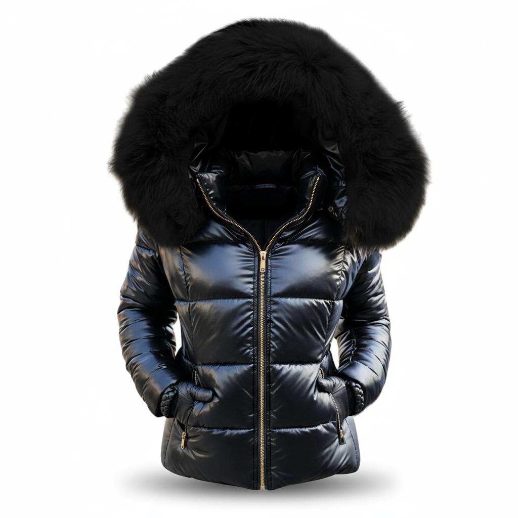 Dikke, gevoerde winterjas voor dames met capuchon, wind- en waterafstotend.