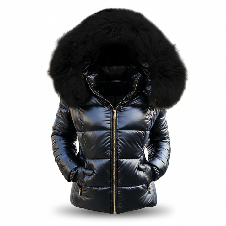 Dikke, gevoerde winterjas voor dames met capuchon, wind- en waterafstotend.