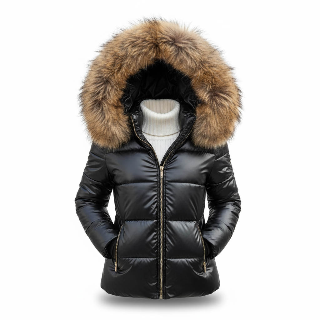 Dikke, gevoerde winterjas voor dames met capuchon, wind- en waterafstotend.
