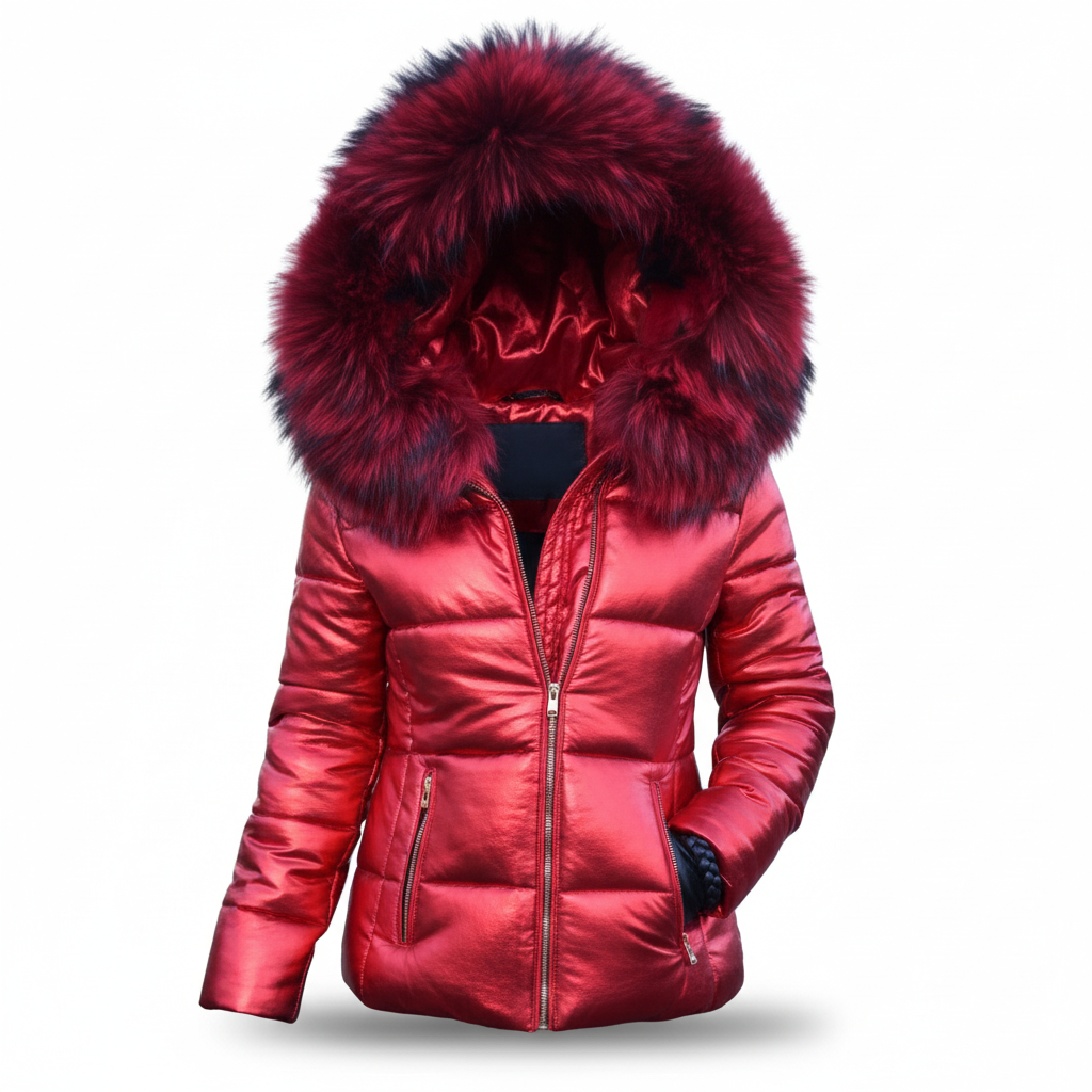 Dikke, gevoerde winterjas voor dames met capuchon, wind- en waterafstotend.
