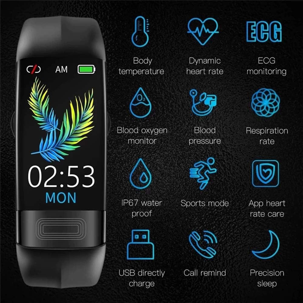 Waterbestendige fitnesstracker wearable hartslag activiteit siliconen band ECG-monitor