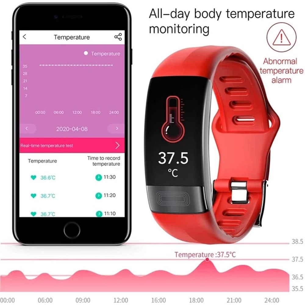 Waterbestendige fitnesstracker wearable hartslag activiteit siliconen band ECG-monitor